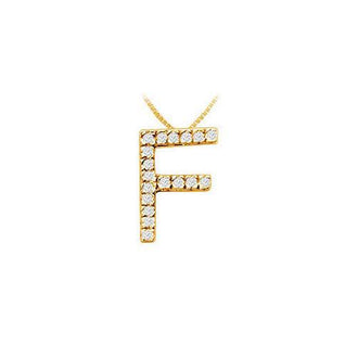 Classic F Initial Diamond Pendant : 14K Yellow Gold - 0.25 CT Diamonds