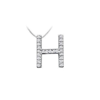 Classic H Initial Diamond Pendant : 14K White Gold - 0.35 CT Diamonds