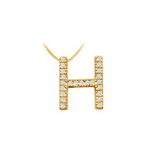 Classic H Initial Diamond Pendant : 14K Yellow Gold - 0.35 CT Diamonds