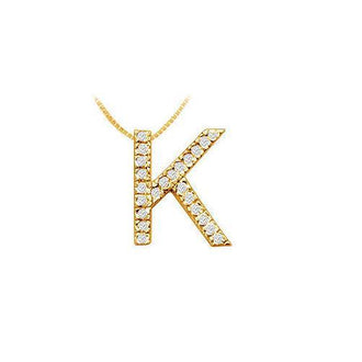 Classic K Initial Diamond Pendant : 14K Yellow Gold - 0.35 CT Diamonds