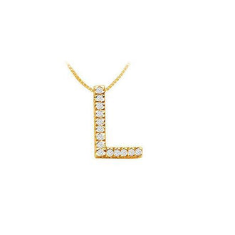 Classic L Initial Diamond Pendant : 14K Yellow Gold - 0.25 CT Diamonds