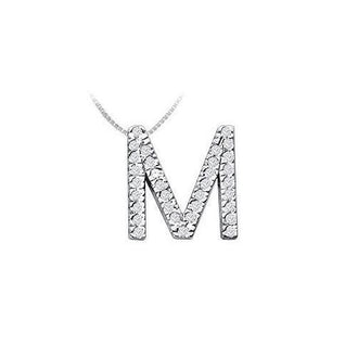 Classic M Initial Diamond Pendant : 14K White Gold - 0.50 CT Diamonds