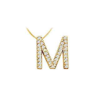 Classic M Initial Diamond Pendant : 14K Yellow Gold - 0.50 CT Diamonds