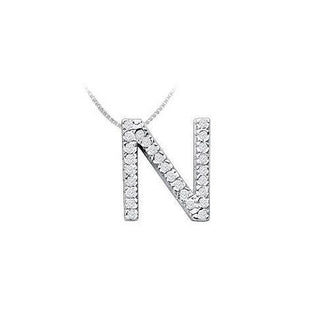 Classic N Initial Diamond Pendant : 14K White Gold - 0.45 CT Diamonds