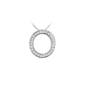 Classic O Initial Diamond Pendant : 14K White Gold - 0.40 CT Diamonds