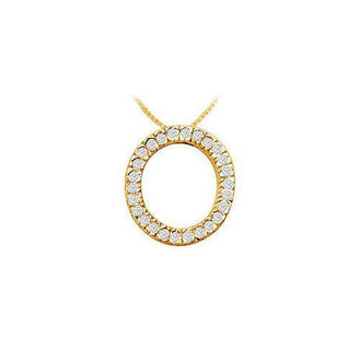 Classic O Initial Diamond Pendant : 14K Yellow Gold - 0.40 CT Diamonds