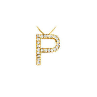 Classic P Initial Diamond Pendant : 14K Yellow Gold - 0.35 CT Diamonds