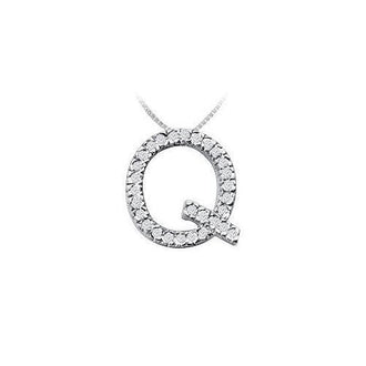 Classic Q Initial Diamond Pendant : 14K White Gold - 0.45 CT Diamonds