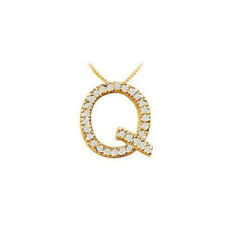 Classic Q Initial Diamond Pendant : 14K Yellow Gold - 0.45 CT Diamonds