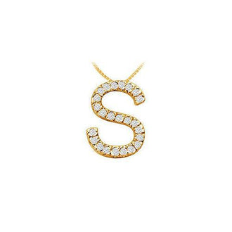 Classic S Initial Diamond Pendant : 14K Yellow Gold - 0.35 CT Diamonds