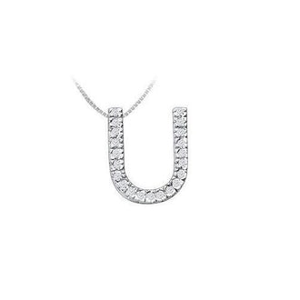 Classic U Initial Diamond Pendant : 14K White Gold - 0.33 CT Diamonds