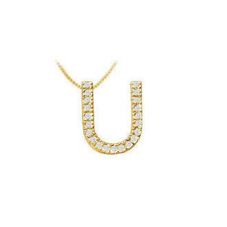 Classic U Initial Diamond Pendant : 14K Yellow Gold - 0.33 CT Diamonds