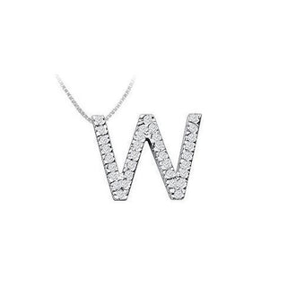 Classic W Initial Diamond Pendant : 14K White Gold - 0.50 CT Diamonds