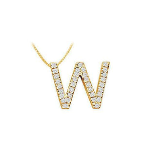 Classic W Initial Diamond Pendant : 14K Yellow Gold - 0.50 CT Diamonds