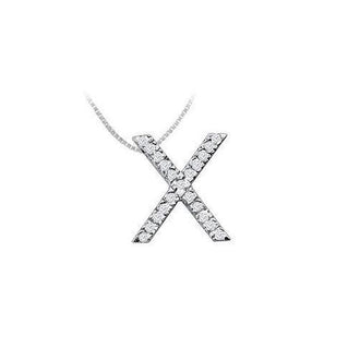 Classic X Initial Diamond Pendant : 14K White Gold - 0.33 CT Diamonds