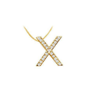 Classic X Initial Diamond Pendant : 14K Yellow Gold - 0.33 CT Diamonds