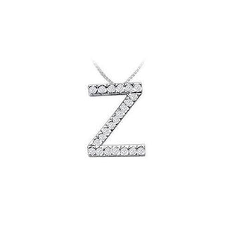 Classic Z Initial Diamond Pendant : 14K White Gold - 0.33 CT Diamonds