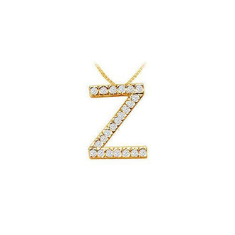 Classic Z Initial Diamond Pendant : 14K Yellow Gold - 0.33 CT Diamonds