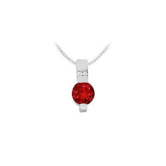 Ruby and Diamond Pendant : 14K White Gold - 1.05 CT TGW