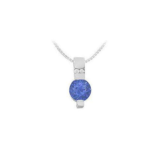 Sapphire and Diamond Pendant : 14K White Gold - 1.05 CT TGW