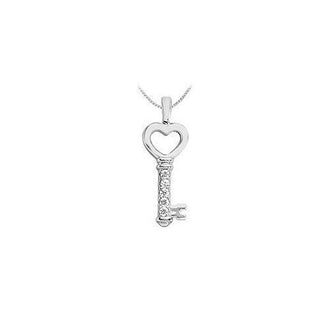 Diamond Key Pendant : 14K White Gold - 0.25 CT Diamonds