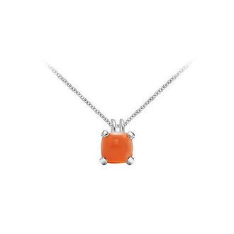 Orange Chalcedony Pendant : 14K White Gold - 5.00 CT TGW