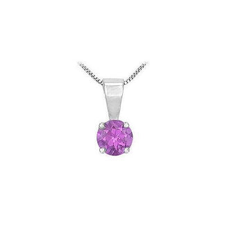 Amethyst Solitaire Pendant : 14K White Gold - 1.00 CT TGW