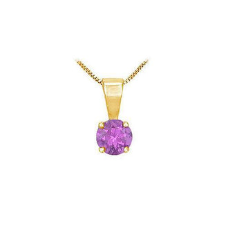 Amethyst Solitaire Pendant : 14K Yellow Gold - 1.00 CT TGW