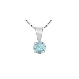 Aquamarine Solitaire Pendant : 14K White Gold - 1.00 CT TGW