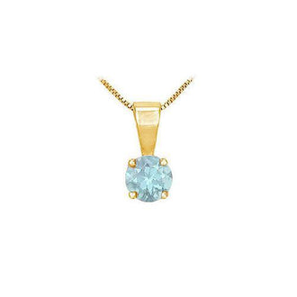 Aquamarine Solitaire Pendant : 14K Yellow Gold - 1.00 CT TGW