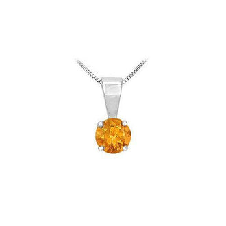 Citrine Solitaire Pendant : 14K White Gold - 1.00 CT TGW