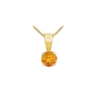 Citrine Solitaire Pendant : 14K Yellow Gold - 1.00 CT TGW