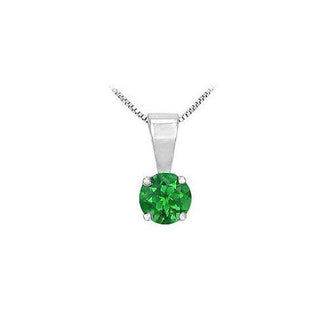 Emerald Solitaire Pendant : 14K White Gold - 1.00 CT TGW