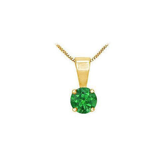 Emerald Solitaire Pendant : 14K Yellow Gold - 1.00 CT TGW