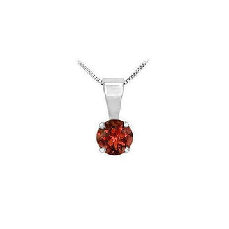 Garnet Solitaire Pendant : 14K White Gold - 1.00 CT TGW