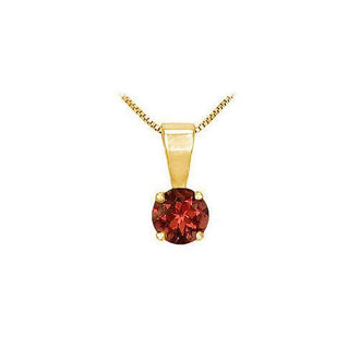 Garnet Solitaire Pendant : 14K Yellow Gold - 1.00 CT TGW