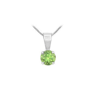 Peridot Solitaire Pendant : 14K White Gold - 1.00 CT TGW