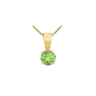 Peridot Solitaire Pendant : 14K Yellow Gold - 1.00 CT TGW