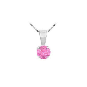 Pink Sapphire Solitaire Pendant : 14K White Gold - 1.00 CT TGW