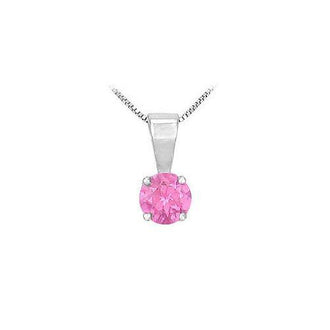 Pink Topaz Solitaire Pendant : 14K White Gold - 1.00 CT TGW