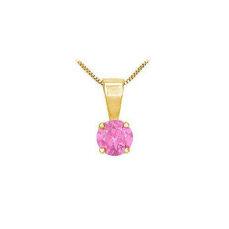 Pink Topaz Solitaire Pendant : 14K Yellow Gold - 1.00 CT TGW