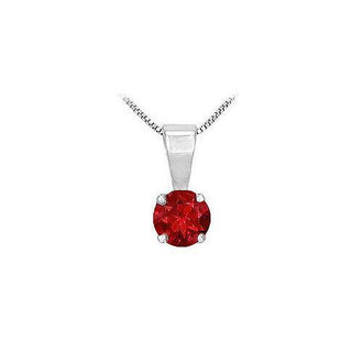 Ruby Solitaire Pendant : 14K White Gold - 1.00 CT TGW