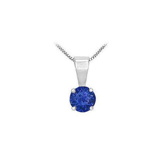 Sapphire Solitaire Pendant : 14K White Gold - 1.00 CT TGW