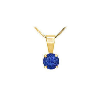 Sapphire Solitaire Pendant : 14K Yellow Gold - 1.00 CT TGW