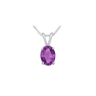 Amethyst Solitaire Pendant : 14K White Gold - 1.00 CT TGW