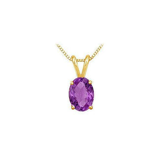 Amethyst Solitaire Pendant : 14K Yellow Gold - 1.00 CT TGW