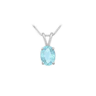 Aquamarine Solitaire Pendant : 14K White Gold - 1.00 CT TGW