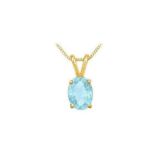 Aquamarine Solitaire Pendant : 14K Yellow Gold - 1.00 CT TGW