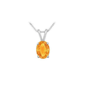 Citrine Solitaire Pendant : 14K White Gold - 1.00 CT TGW