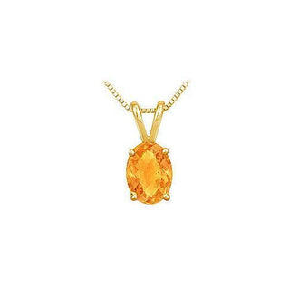 Citrine Solitaire Pendant : 14K Yellow Gold - 1.00 CT TGW